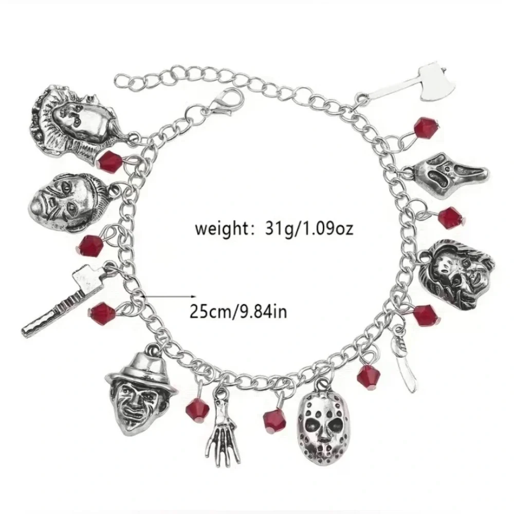 Halloween Charm Bracelet Men Gothic Punk Dagger It Scream Freddie Kruger